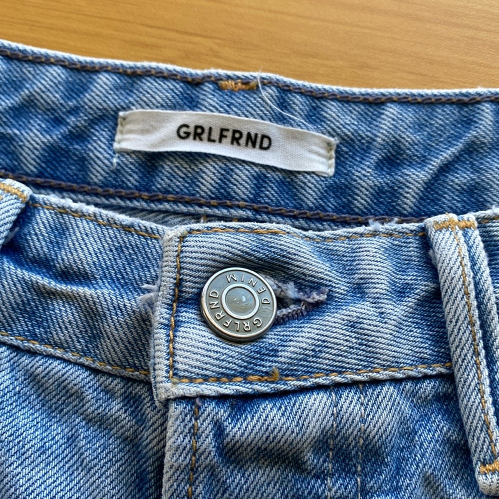 GRLFRND Cindy High Rise Distressed Jean Denim Short in Color You Needed Me Boho - Picture 6 of 8